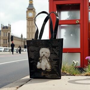 Harrods Black Tote with Dog Design